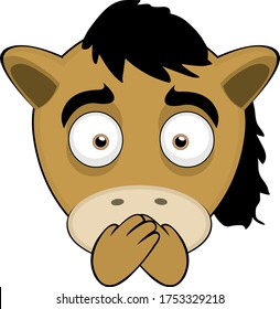 Vector illustration of the face of a horse asking for silence