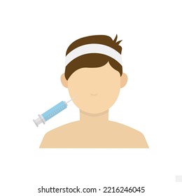 Ilustración vectorial del símbolo y símbolo del icono de inyección facial. iconos de hombre de color para el diseño del sitio web .Diseño simple sobre fondo transparente (PNG).