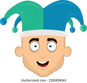 Vector illustration of the face of a jester with a harlequin hat