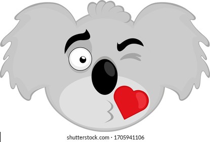 Vector illustration of the face of a koala cartoon giving a kiss