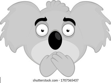 Vector illustration of the face of a koala cartoon covering its mouth
