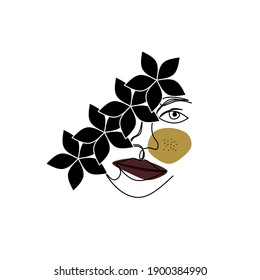 Vector illustration of face line art 
Can be used as book covers, wall paintings, logos, icons,etc