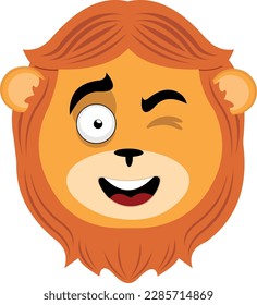 vector illustration face of a lion animal cartoon winking eye