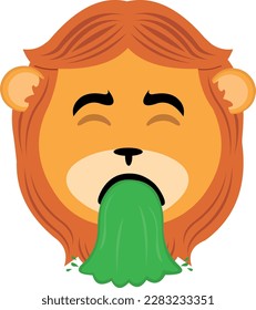 vector illustration face of a lion cartoon vomiting
