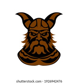 Vector illustration of face made with viking style patterns.