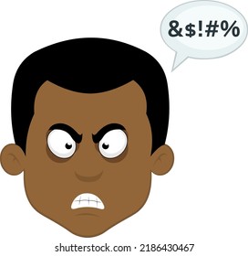 Vector illustration of the face of a man cartoon with an angry expression and a bubble of dialogue with a text of insult