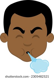 vector illustration face of a man cartoon blowing