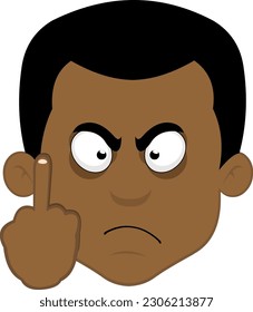 vector illustration face man cartoon angry and making a gesture of fuck you with the hand
