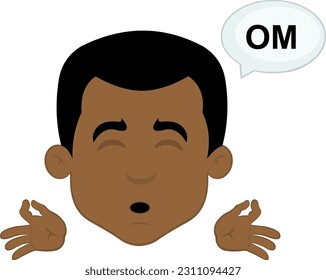 ilustración vectorial de una caricatura humana meditando, una burbuja de diálogo con el texto OM