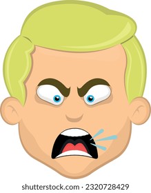 vector illustration face of man cartoon blonde blue eyes screaming