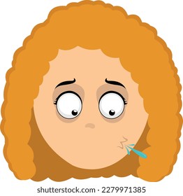 vector illustration face of a man a redheaded woman cartoon spitting