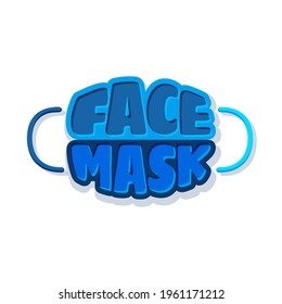 Vector Illustration of Face Mask Sticker On White Background. COVID-19 Concept.