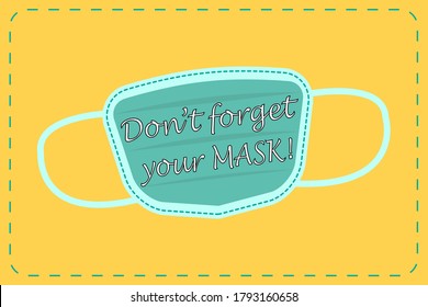 Ilustración vectorial de una máscara facial con el texto "No olvides tu máscara"