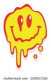 Vector illustration of face melting and smiling. Minimalist-style art for prints, posters, stickers, etc...