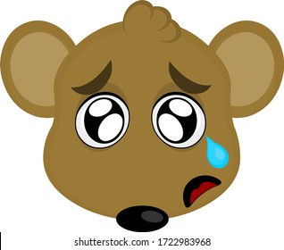 Vector illustration of the face of a mouse with a sad expression