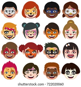 A vector illustration of Face Painted Kids