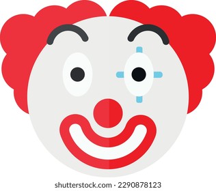 Vector illustration of the face of a pallaso with a red nose.