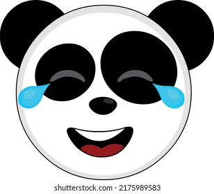 Vector Illustration Of The Face Of A Panda Bear Cartoon With Tears Of Joy And Laughter