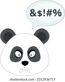 vector illustration face of a panda bear cartoon angry with a dialogue bubble and an insult text