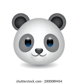 Ilustración vectorial de la cara de una caricatura de panda. El emoji de cabeza de panda aislado en el fondo blanco. Icono plano del vector de la cara de Panda.