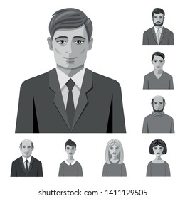Vector illustration of face and person logo. Set of face and portrait vector icon for stock.