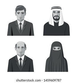 Vector illustration of face and person logo. Set of face and portrait vector icon for stock.