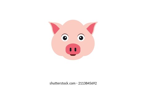 Vector illustration of the face of a pig cartoon. Pig head emoji isolated on white background. Pig Face Vector Flat Icon.