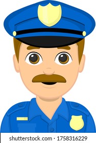 Vector illustration of the face of a policeman cartoon