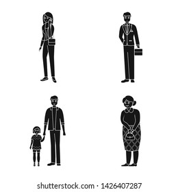 Vector illustration of face and portrait icon. Set of face and people vector icon for stock.