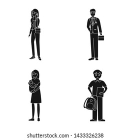 Vector illustration of face and portrait icon. Set of face and people vector icon for stock.