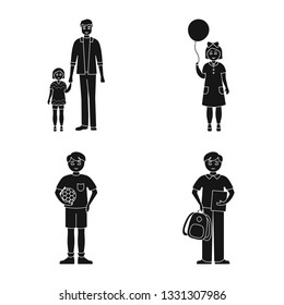 Vector illustration of face  and portrait symbol. Set of face  and people stock symbol for web.