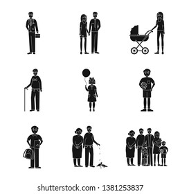 Vector illustration of face  and portrait symbol. Set of face  and people vector icon for stock.
