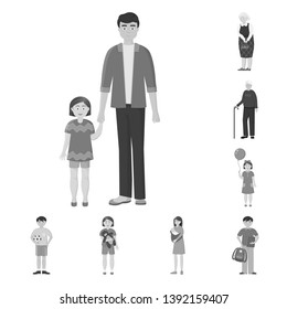 Vector illustration of face  and portrait symbol. Collection of face  and happy  stock symbol for web.