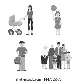 Vector illustration of face and portrait symbol. Collection of face and happy stock symbol for web.