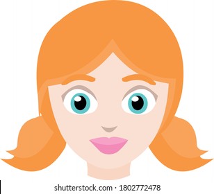 Vector illustration of the face of a red-haired girl