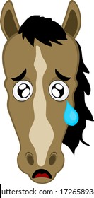 Vector illustration of the face of a sad cartoon horse