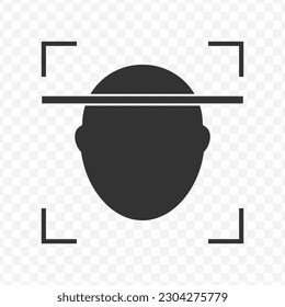 Vector illustration of face scans icon in dark color and transparent background(png).