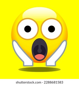 Vector illustration of the face screaming in fear cartoon