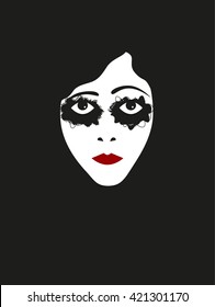 vector illustration face of silent film actress