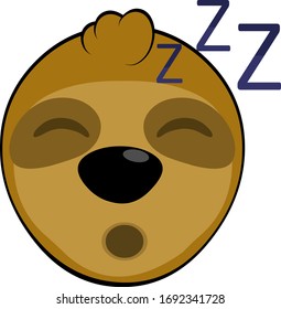 Vector illustration of the face of a sleeping sloth