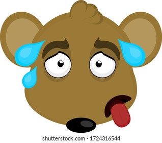 Vector illustration of the face of a tired cartoon mouse