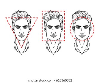 Vector illustration of face types. Male face of various types of appearance