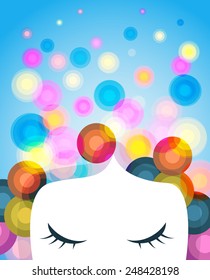 Vector illustration of the face of a woman with closed eyes