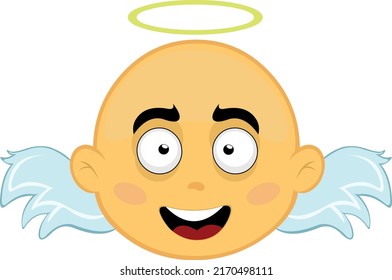 Vector illustration of the face of a yellow cartoon angel