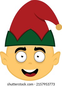 Vector illustration of the face of a yellow christmas elf