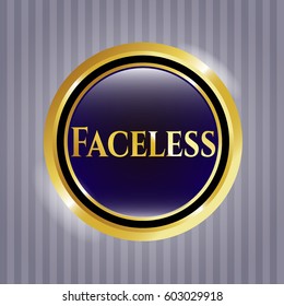 Vector illustration of Faceless gold shiny badge
