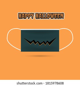 Vector illustration of facemask for halloween in coronavirus pandemic. Wearing face mask help protecting infection.