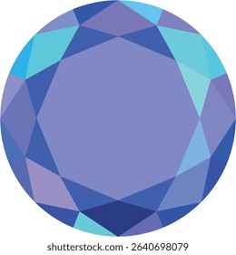 A vector illustration of a faceted blue gemstone. Shiny polygonal surface perfect for decoration and luxury design.