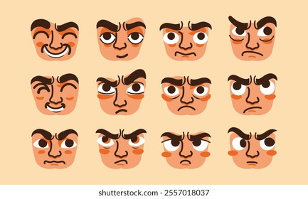 Vector illustration of facial emotion expression