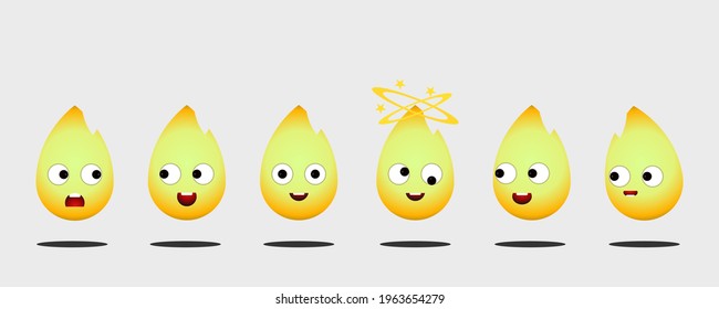vector illustration of facial expression on fire
